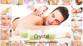  Presentation with body care spa body massage - Slides with beauty salon men - handsome young man getting spa background and a lemonade colored foreground