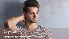  Presentation with beauty salon - Theme having beauty salon men - handsome young man on color background and a violet colored foreground