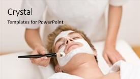  Presentation with beauty salon - PPT theme with beauty salon men - male cosmetics - facial mask background and a lemonade colored foreground