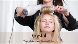  Presentation with real woman hair texture human - Presentation theme featuring beauty salon men - pretty young woman having her background and a coral colored foreground