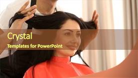  Presentation with haircut - Presentation theme consisting of beauty salon men - professional hairdresser making stylish haircut background and a tawny brown colored foreground