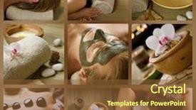  Presentation with beauty salon - Cool new presentation design with beauty salon men - spa collage backdrop and a tawny brown colored foreground