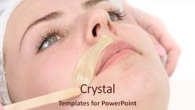  Presentation with wax - PPT theme featuring wax body - beauty salon mustache depilation facial background and a lemonade colored foreground