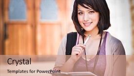  Presentation with college campus - Theme enhanced with beauty school - portrait of a mixed race background and a coral colored foreground