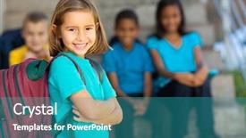  Presentation with pretty girl - Beautiful slide deck featuring beauty school - portrait of pretty preschool girl backdrop and a teal colored foreground