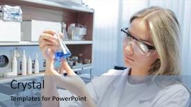  Presentation with laboratory chemical - Amazing presentation having beauty scientist in chemical laboratory backdrop and a  colored foreground