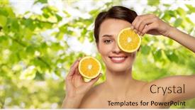  Presentation with skin care natural - Cool new PPT theme with beauty-skin-care-and-detox backdrop and a coral colored foreground