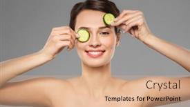  Presentation with eye care - Beautiful slide set featuring beauty-skin-care-and-detox backdrop and a coral colored foreground