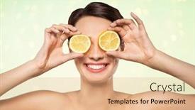  Presentation with eye care - Presentation theme with beauty-skin-care-and-detox background and a coral colored foreground