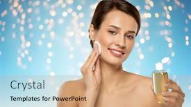  Presentation with cleansing - Amazing slides having beauty-skin-care-and-people backdrop and a coral colored foreground