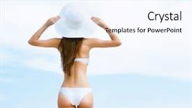  Presentation with preteen girls bikini - PPT theme consisting of beauty slimming - beautiful young woman in alluring background and a sky blue colored foreground