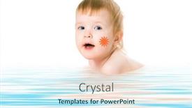  Presentation with baby smile - Beautiful PPT theme featuring beauty-smile-baby-in-towel backdrop and a sky blue colored foreground