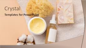  Presentation with natural soap - PPT theme featuring beauty-spa-and-wellness-concept background and a coral colored foreground