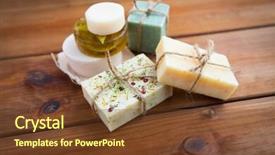  Presentation with handmade spa bath soap - Cool new theme with close up of handmade soap backdrop and a tawny brown colored foreground