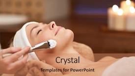  Presentation with spa concept - Amazing slide deck having beauty spa cosmetology and skincare backdrop and a coral colored foreground