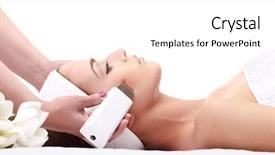  Presentation with indian woman face beauty - PPT layouts enhanced with beauty spa getting a treatment background and a white colored foreground