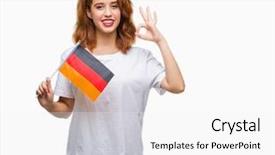  Presentation with flag of iran - Amazing slide deck having beauty standard - young beautiful woman holding flag backdrop and a  colored foreground