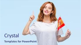  Presentation with flag - Slides having beauty standard - young beautiful woman holding flag background and a  colored foreground