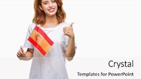  Presentation with flag - Slide deck with beauty standard - young beautiful woman holding flag background and a white colored foreground