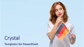  Presentation with flag - Slides having beauty standard - young beautiful woman holding flag background and a  colored foreground