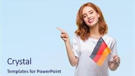  Presentation with flag - Presentation theme with beauty standard - young beautiful woman holding flag background and a  colored foreground