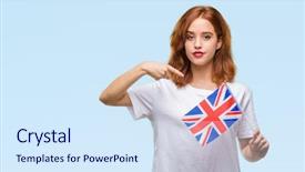  Presentation with unit rates uk flag - Amazing PPT layouts having beauty standard - young beautiful woman holding flag backdrop and a  colored foreground