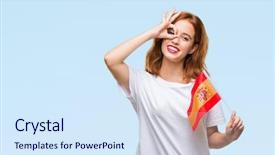  Presentation with flag - Slide deck consisting of beauty standard - young beautiful woman holding flag background and a sky blue colored foreground