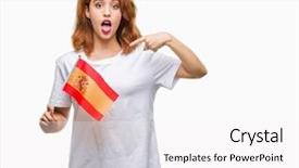  Presentation with flag - PPT layouts consisting of beauty standard - young beautiful woman holding flag background and a  colored foreground