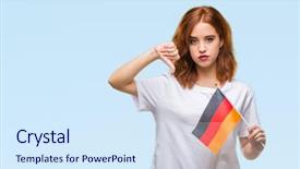  Presentation with flag - Slide deck consisting of beauty standard - young beautiful woman holding flag background and a  colored foreground