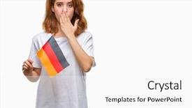  Presentation with flag - Theme with beauty standard - young beautiful woman holding flag background and a  colored foreground