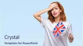  Presentation with unit rates uk flag - Audience pleasing slides consisting of beauty standard - young beautiful woman holding flag backdrop and a  colored foreground
