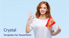  Presentation with holding hands old young - Colorful theme enhanced with beauty standard - young beautiful woman holding flag backdrop and a sky blue colored foreground