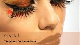  Presentation with beauty makeup - PPT layouts featuring beauty studio shot redhead woman in autumn makeup background and a yellow colored foreground