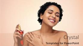  Presentation with african beauty - Colorful slide deck enhanced with beauty-sun-protection-and-bodycare backdrop and a coral colored foreground