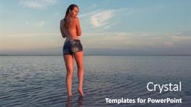  Presentation with salty - Colorful presentation enhanced with beauty sunset on salty lake backdrop and a dark gray colored foreground