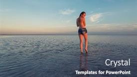  Presentation with salty - Presentation having beauty sunset on salty lake background and a ocean colored foreground