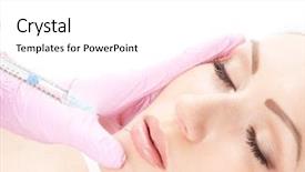  Presentation with injection - Amazing presentation theme having beauty surgery - beautiful woman gets an injection backdrop and a white colored foreground