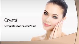  Presentation with woman outlaw - PPT theme consisting of beauty surgery - pretty woman against a grey background and a sky blue colored foreground