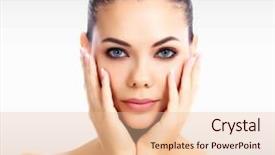  Presentation with grey - Slide set consisting of beauty surgery - pretty woman against a grey background and a lemonade colored foreground