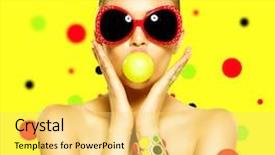  Presentation with green fashion - Presentation theme consisting of beauty surprised fashion funny model background and a yellow colored foreground