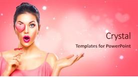  Presentation with pink beauty - Slide set consisting of beauty surprised young fashion model background and a lemonade colored foreground