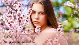  Presentation with pink beauty - Colorful theme enhanced with beauty-teen-girl-posing-near backdrop and a coral colored foreground