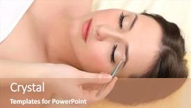  Presentation with beauty cosmetic - Cool new theme with beauty therapy - beautiful young woman in cosmetic backdrop and a coral colored foreground