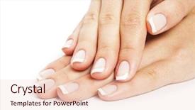  Presentation with nails - PPT layouts featuring beauty therapy - care for sensuality woman nails background and a lemonade colored foreground
