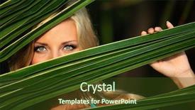  Presentation with palm leaves - Theme with beauty therapy - woman hiding behind the palm background and a tawny brown colored foreground