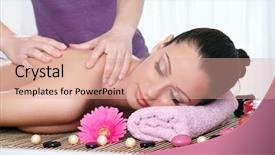  Presentation with day spa - Slide set having beauty therapy - young female getting a body background and a  colored foreground