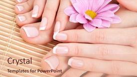 Presentation with palliative care - PPT theme consisting of beauty therapy manicure pedicure - care for beautiful woman legs background and a lemonade colored foreground