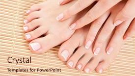  Presentation with manicure - Amazing PPT layouts having beauty therapy manicure pedicure - care for beautiful woman legs backdrop and a lemonade colored foreground