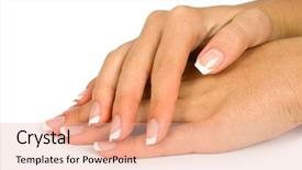  Presentation with equipment in nail care - Colorful PPT layouts enhanced with beauty therapy manicure pedicure - care for sensuality woman nails backdrop and a  colored foreground