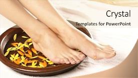  Presentation with bowl of aroma spa - Audience pleasing slides consisting of beauty therapy manicure pedicure - spa composition of legs ceramic backdrop and a  colored foreground
